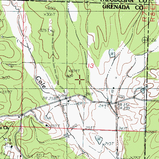 Topographic Map of Cole Creek (historical), MS