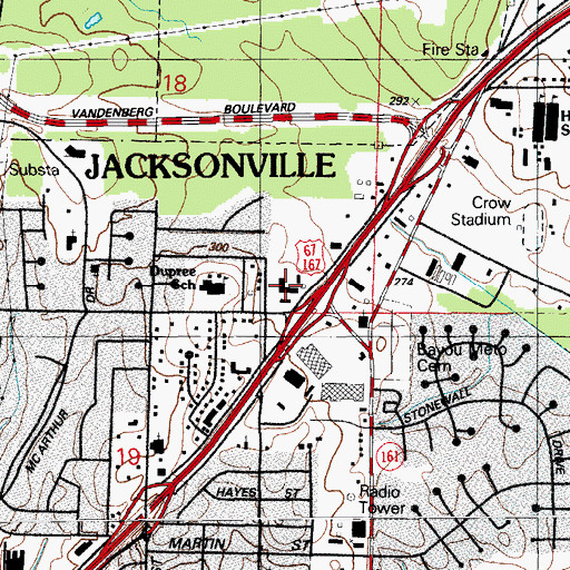 Topographic Map of Gregory Place Shopping Center, AR