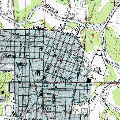 Topographic Map of First Presbyterian Church, MS