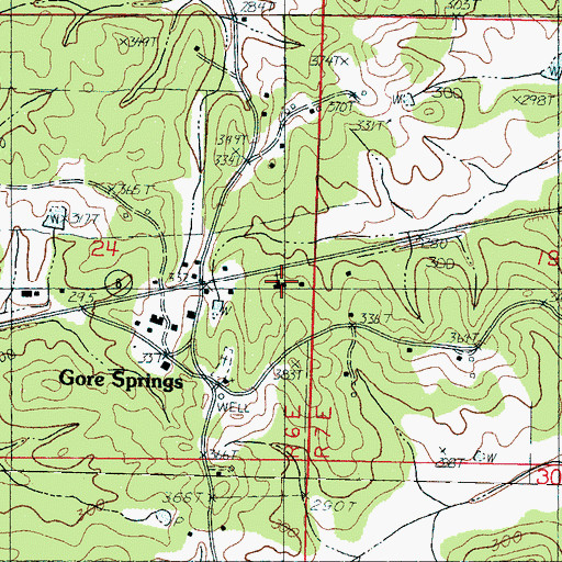 Topographic Map of Gore Springs Baptist Church, MS