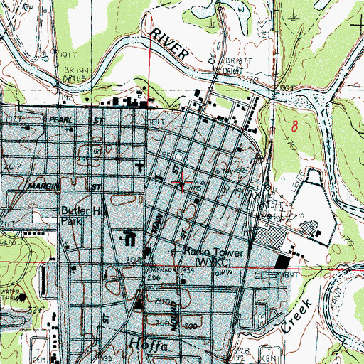 Topographic Map of Grenada County Courthouse, MS