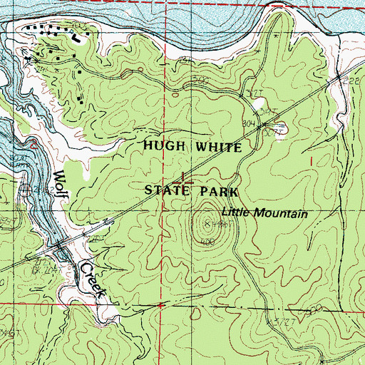 Topographic Map of Hugh White State Park, MS