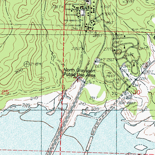 Topographic Map of North Graysport Public Use Area, MS