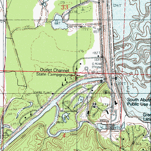Topographic Map of Outlet Channel State Campground, MS