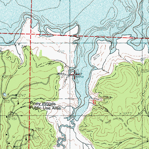 Topographic Map of Pinewood Landing, MS
