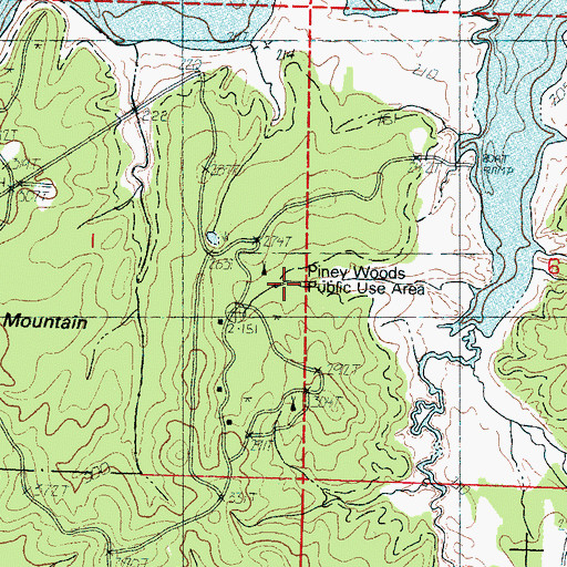Topographic Map of Piney Woods Public Use Area, MS