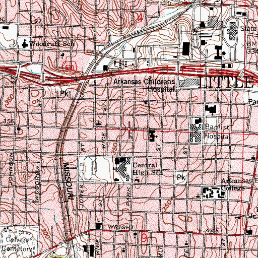 Topographic Map of Hall Plaza Shopping Center, AR