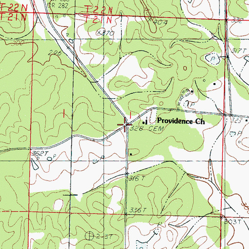 Topographic Map of Providence (historical), MS