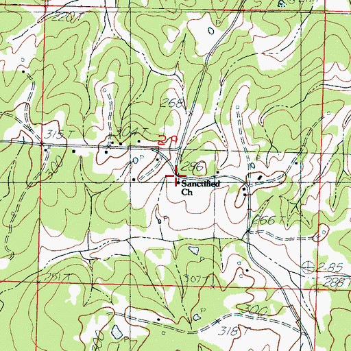 Topographic Map of Sanctified Church, MS