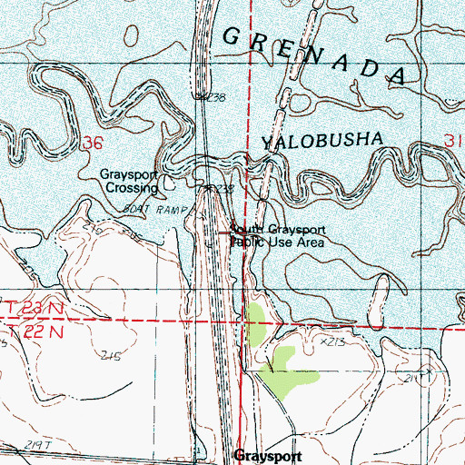 Topographic Map of South Graysport Public Use Area, MS