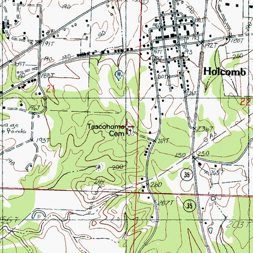 Topographic Map of Tascohoma Cemetery, MS