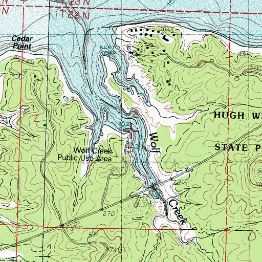 Topographic Map of Wolf Creek Landing, MS
