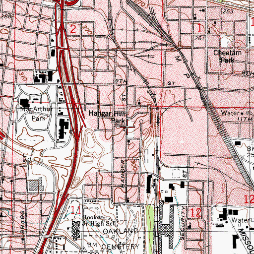 Topographic Map of Hangar Hill Park, AR
