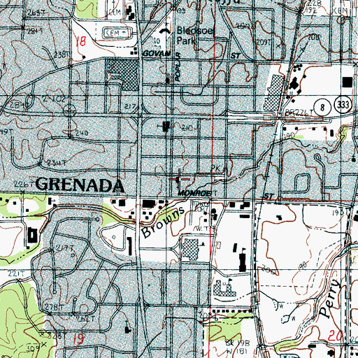 Topographic Map of Grenada Church of Christ, MS
