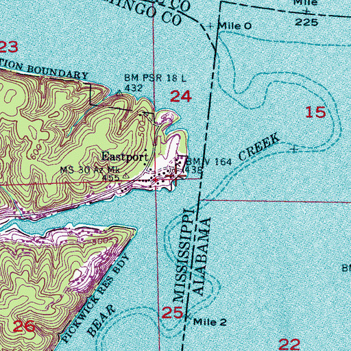 Topographic Map of Eastport Dock, MS