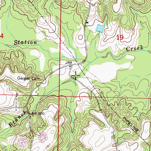 Topographic Map of Mitchells Mill (historical), MS