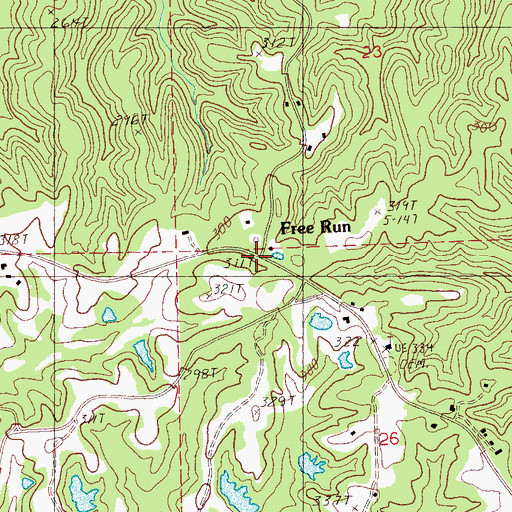 Topographic Map of Free Run, MS