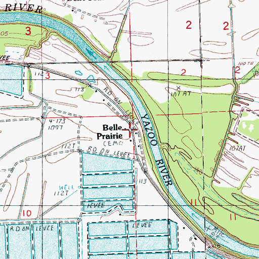 Topographic Map of Belle Prairie, MS