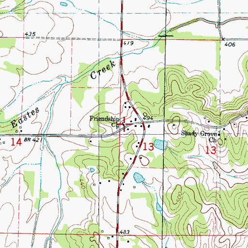 Topographic Map of Friendship Church, MS