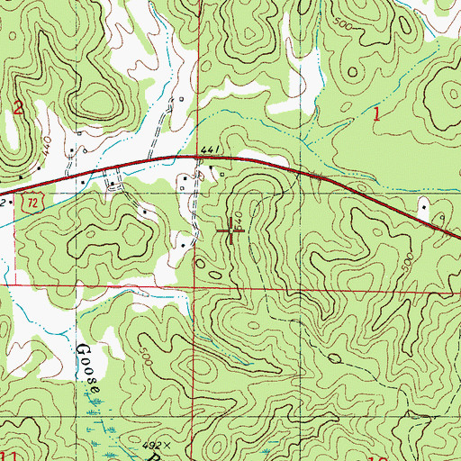 Topographic Map of Hatchie Hills, MS