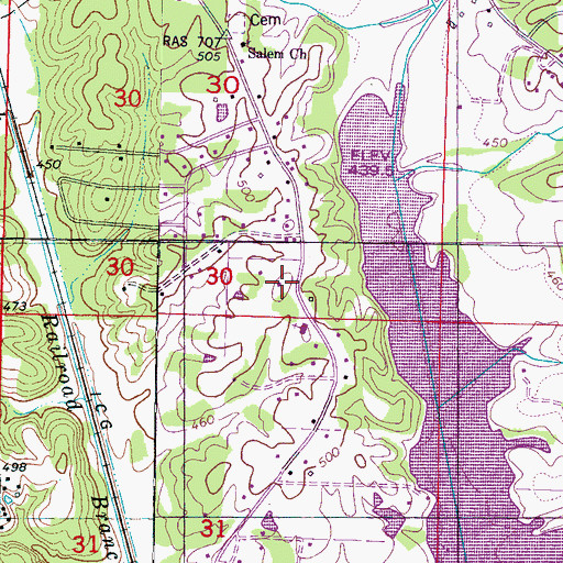 Topographic Map of Hinton School (historical), MS