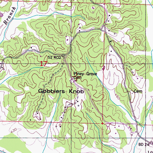 Topographic Map of Juliett School (historical), MS