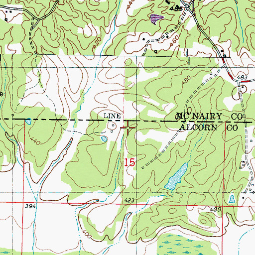 Topographic Map of Layton School (historical), MS