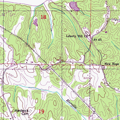 Topographic Map of Liberty Hill School (historical), MS