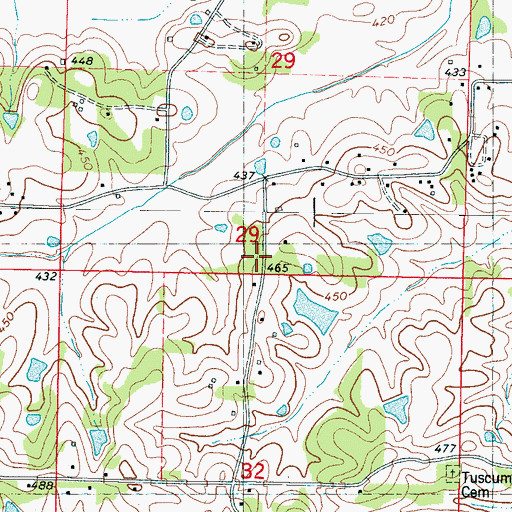 Topographic Map of Madden School (historical), MS