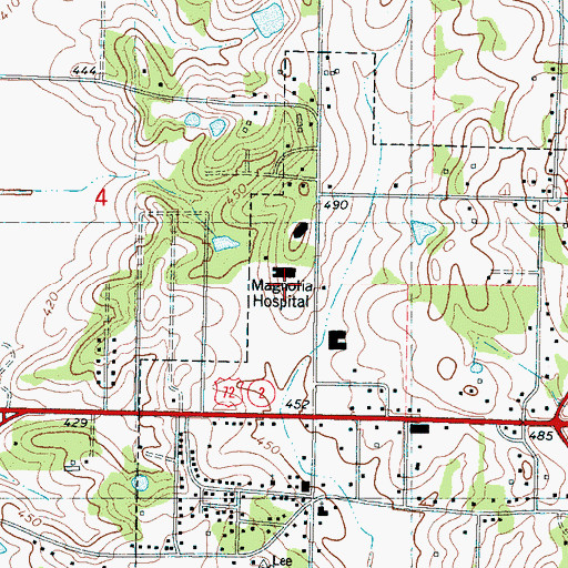 Topographic Map of Magnolia Regional Health Center, MS