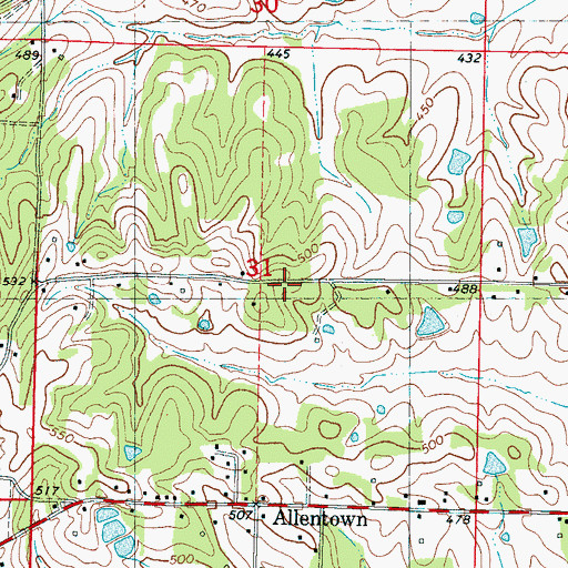 Topographic Map of Mays Creek Church (historical), MS