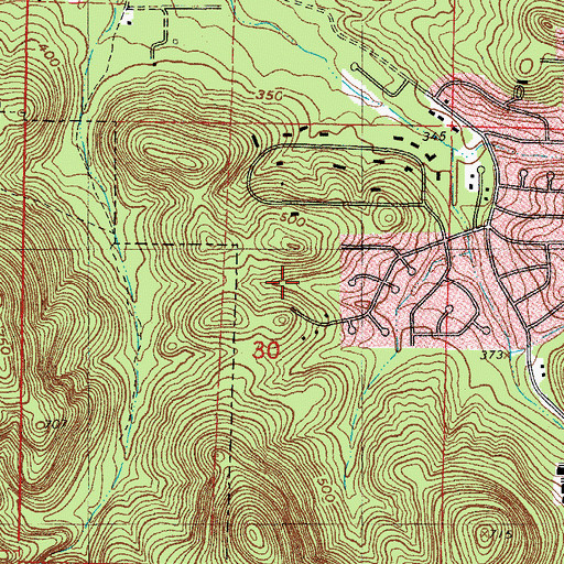 Topographic Map of Hickory Ridge, AR