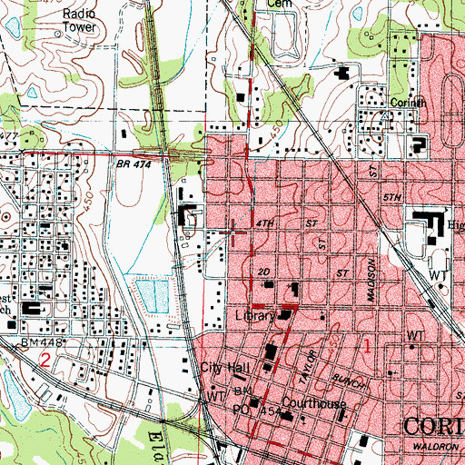 Topographic Map of Northeast Mississippi Museum, MS