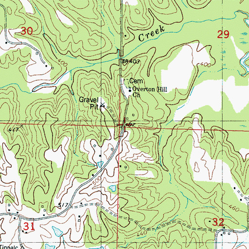 Topographic Map of Overton (historical), MS