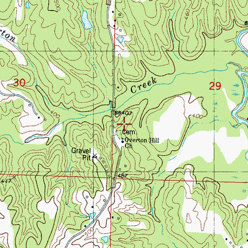 Topographic Map of Overton Hill Church, MS
