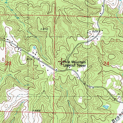 Topographic Map of Pine Mountain Lookout Tower, MS