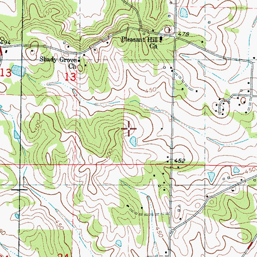 Topographic Map of Pleasant Hill United Methodist Church, MS