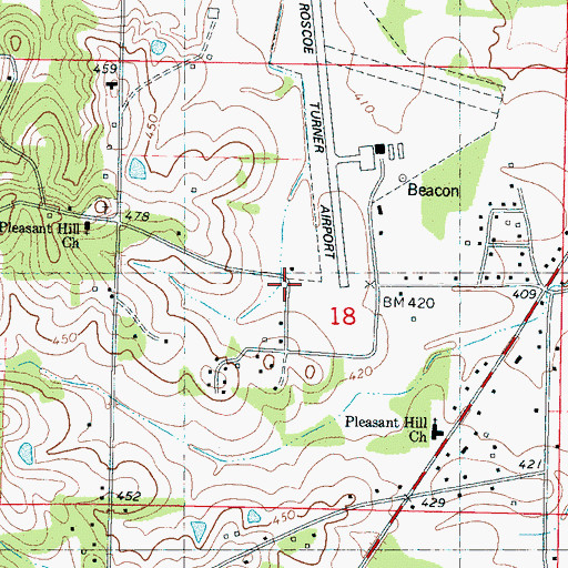 Topographic Map of Pleasant Hill School (historical), MS