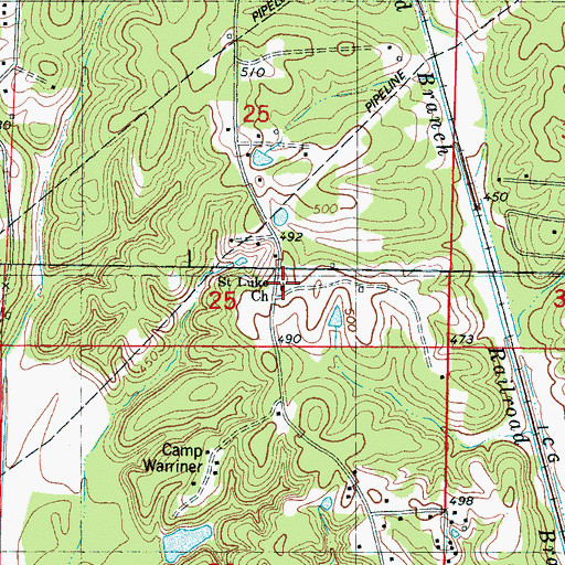 Topographic Map of Saint Luke Church, MS