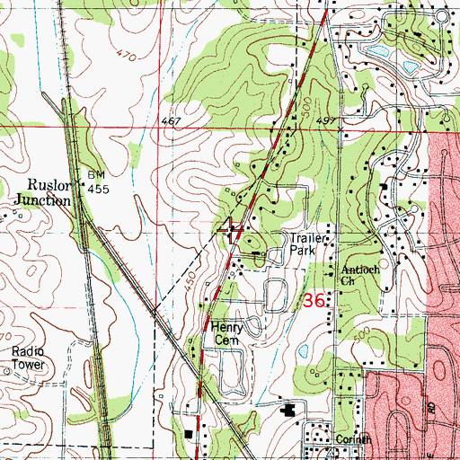 Topographic Map of Saint Rest Missionary Baptist Church, MS
