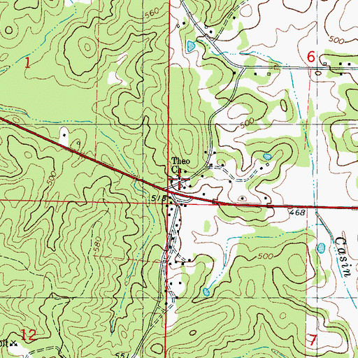 Topographic Map of Theo Church, MS