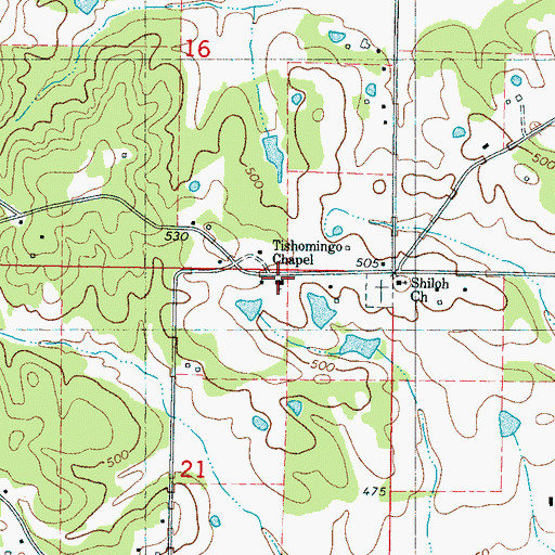 Topographic Map of Tishomingo Chapel Baptist Church, MS