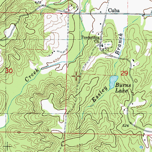Topographic Map of Tuscumbia School (historical), MS