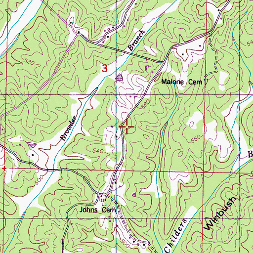 Topographic Map of Union School (historical), MS
