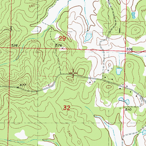 Topographic Map of Walker School (historical), MS