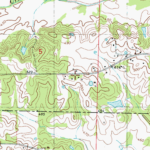 Topographic Map of Wayside School (historical), MS