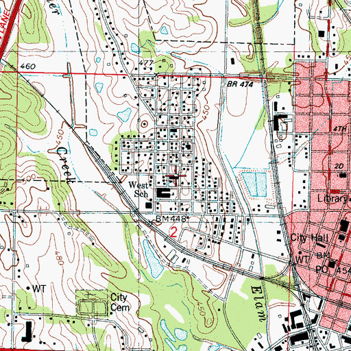 Topographic Map of West Corinth Baptist Church, MS