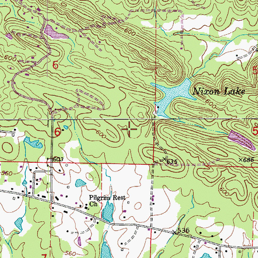 Topographic Map of Holly Springs School (historical), AR