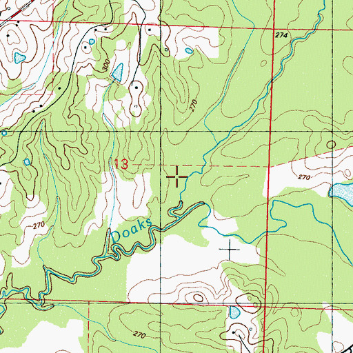 Topographic Map of Doaks Mill (historical), MS