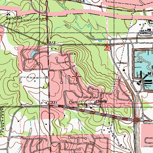 Topographic Map of Gateway North, MS